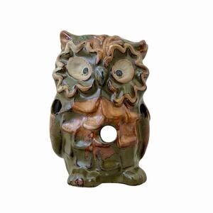 Vintage Owl Tea Light Candle Holder Fairy Lamp, Enesco Japan